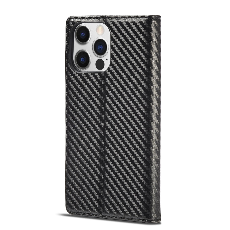 For iPhone 14 Pro Max LC.IMEEKE Carbon Fiber PU + TPU Leather Case (Vertical Black) - HoMEdemic™ 