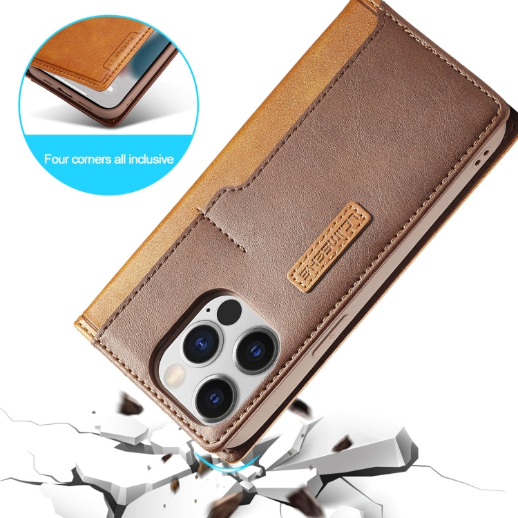 For iPhone 14 Pro Max LC.IMEEKE LC-001 Color Matching Frosted Leather Phone Case (Brown) - HoMEdemic™ 