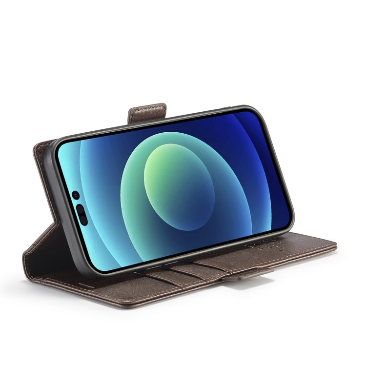 For iPhone 14 Pro Max LC.IMEEKE Magnetic Buckle Leather Phone Case (Coffee) - HoMEdemic™ 