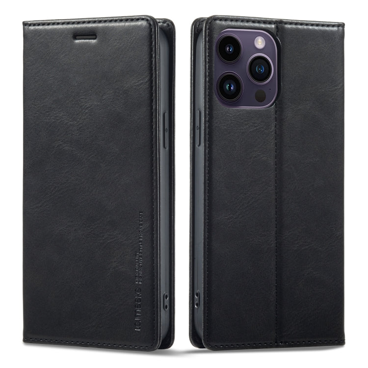For iPhone 14 Pro Max LC.IMEEKE RFID Anti-theft Leather Phone Case(Black) - HoMEdemic™ 