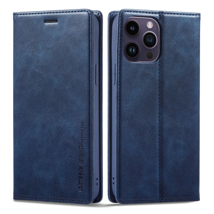 For iPhone 14 Pro Max LC.IMEEKE RFID Anti-theft Leather Phone Case(Blue) - HoMEdemic™ 