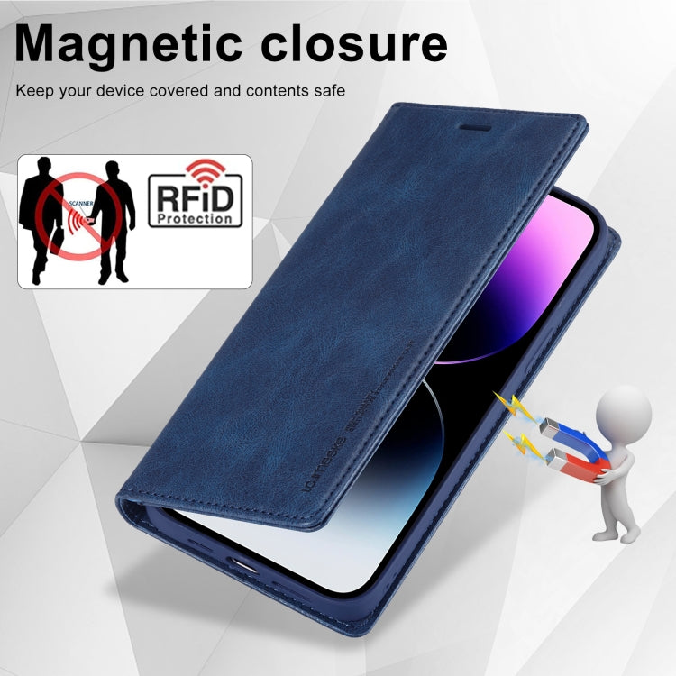 For iPhone 14 Pro Max LC.IMEEKE RFID Anti-theft Leather Phone Case(Blue) - HoMEdemic™ 
