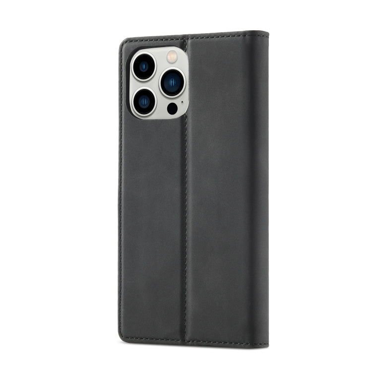 For iPhone 14 Pro Max LC.IMEEKE Strong Magnetic Leather Phone Case with Holder & Card Slots & Wallet (Black) - HoMEdemic™ 