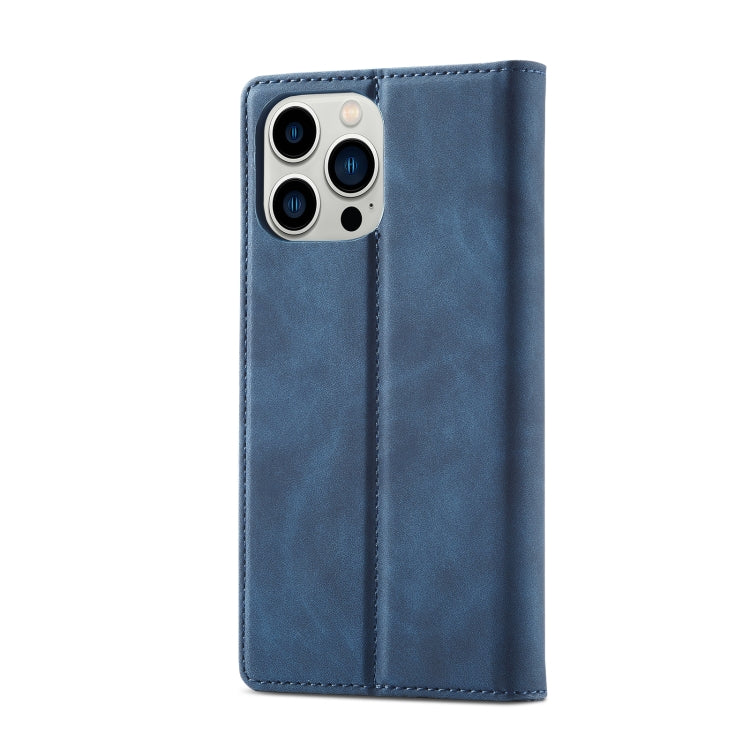 For iPhone 14 Pro Max LC.IMEEKE Strong Magnetic Leather Phone Case with Holder & Card Slots & Wallet (Blue) - HoMEdemic™ 