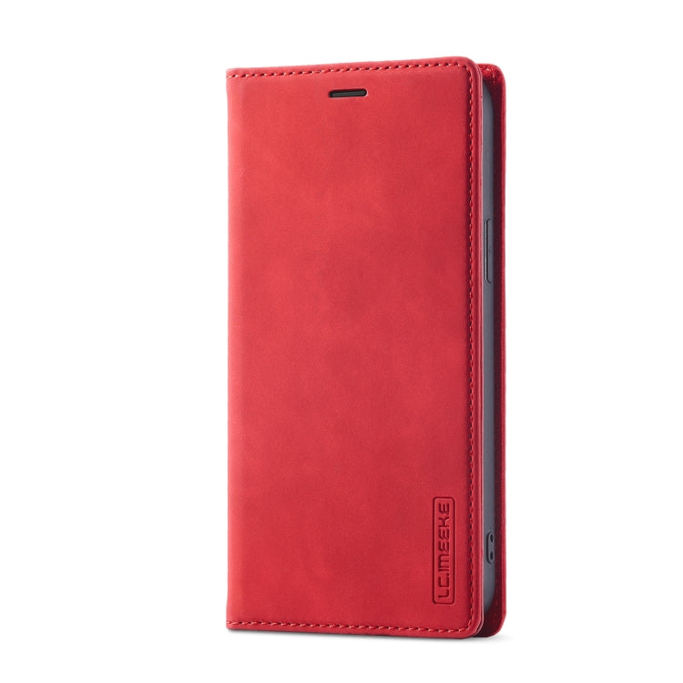 For iPhone 14 Pro Max LC.IMEEKE Strong Magnetic Leather Phone Case with Holder & Card Slots & Wallet (Red) - HoMEdemic™ 