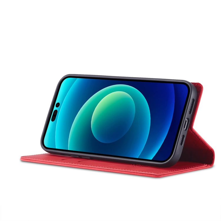 For iPhone 14 Pro Max LC.IMEEKE Strong Magnetic Leather Phone Case with Holder & Card Slots & Wallet (Red) - HoMEdemic™ 