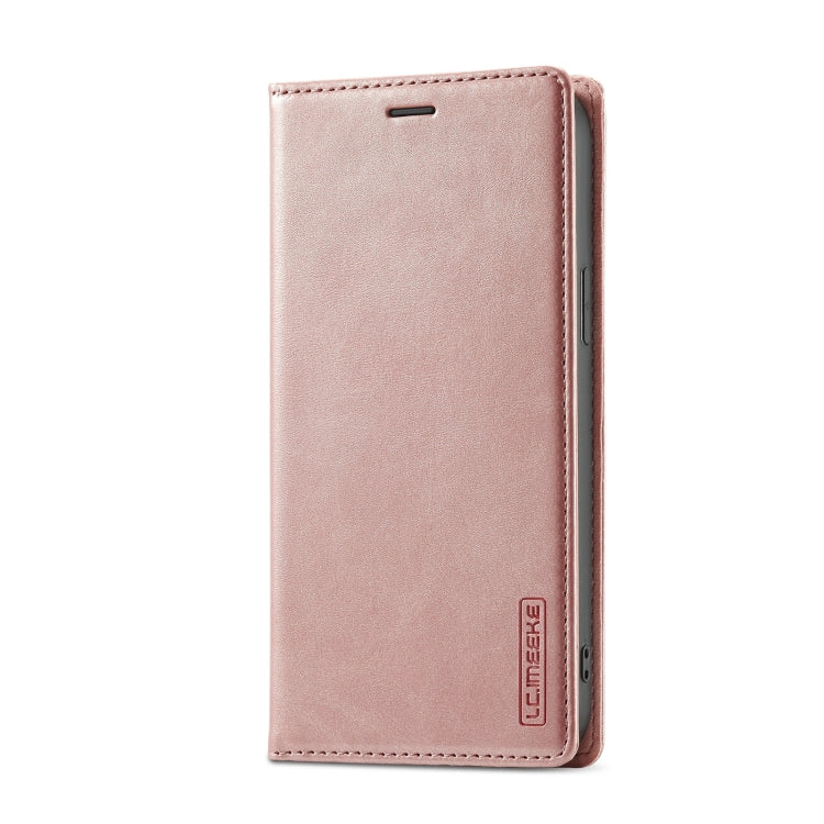 For iPhone 14 Pro Max LC.IMEEKE Strong Magnetic Leather Phone Case with Holder & Card Slots & Wallet (Rose Gold) - HoMEdemic™ 