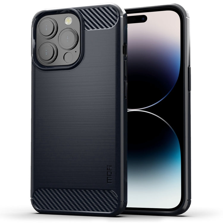 For iPhone 14 Pro Max MOFI Gentleness Brushed Texture Carbon Fiber TPU Phone Case (Blue) - HoMEdemic™ 