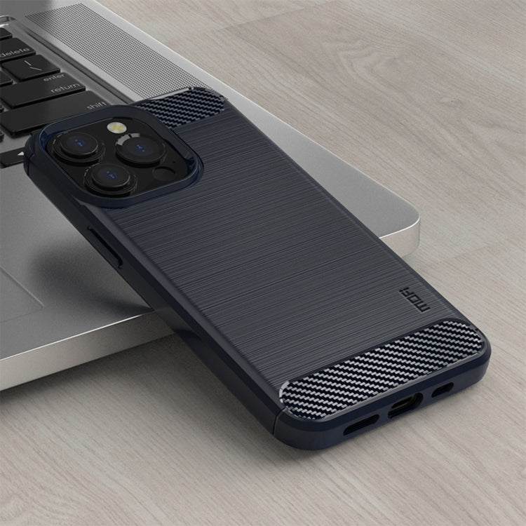 For iPhone 14 Pro Max MOFI Gentleness Brushed Texture Carbon Fiber TPU Phone Case (Blue) - HoMEdemic™ 