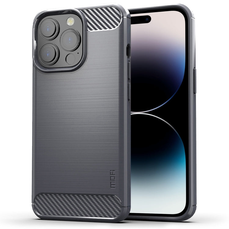 For iPhone 14 Pro Max MOFI Gentleness Brushed Texture Carbon Fiber TPU Phone Case (Gray) - HoMEdemic™ 