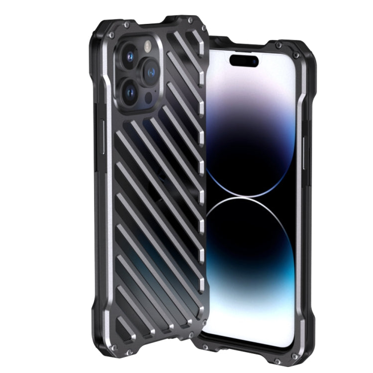 For iPhone 14 Pro Max R-JUST Breathable Armor Phone Case(Silver Grey) - HoMEdemic™ 