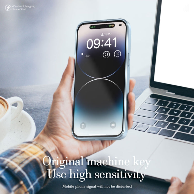 For iPhone 14 Pro Max R-JUST Square Round Mirror PC+TPU Phone Case(Blue) - HoMEdemic™ 