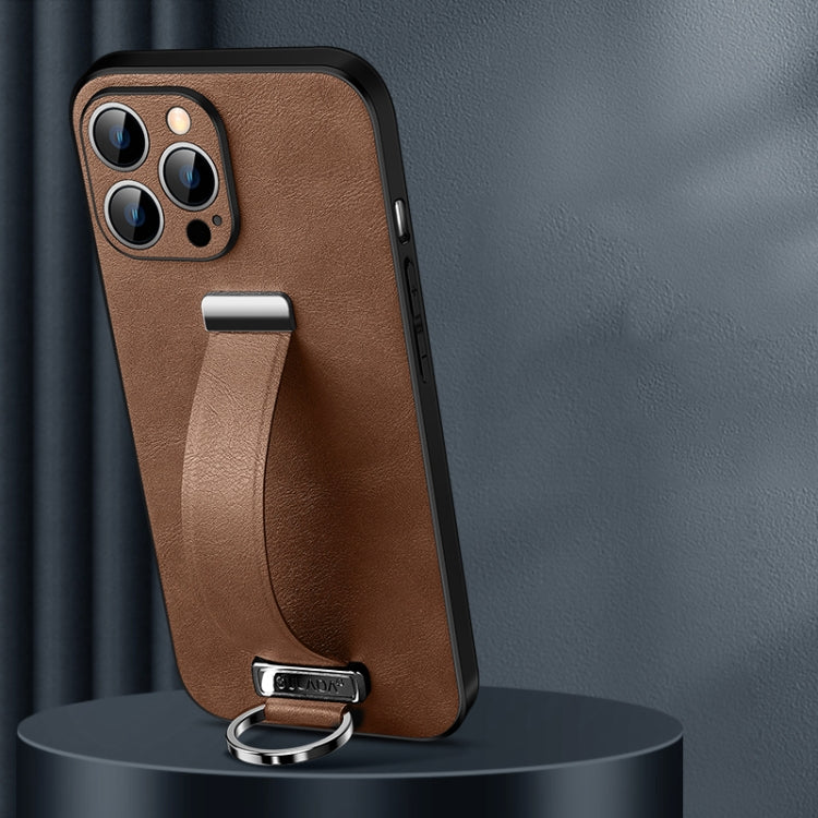 For iPhone 14 Pro Max SULADA Cool Series PC + Leather Texture Skin Feel Phone Case(Brown) - HoMEdemic™ 
