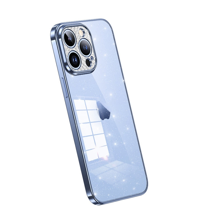 For iPhone 14 Pro Max SULADA Electroplated Transparent Glittery TPU Phone Case(Blue) - HoMEdemic™ 