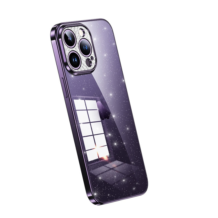 For iPhone 14 Pro Max SULADA Electroplated Transparent Glittery TPU Phone Case(Purple) - HoMEdemic™ 