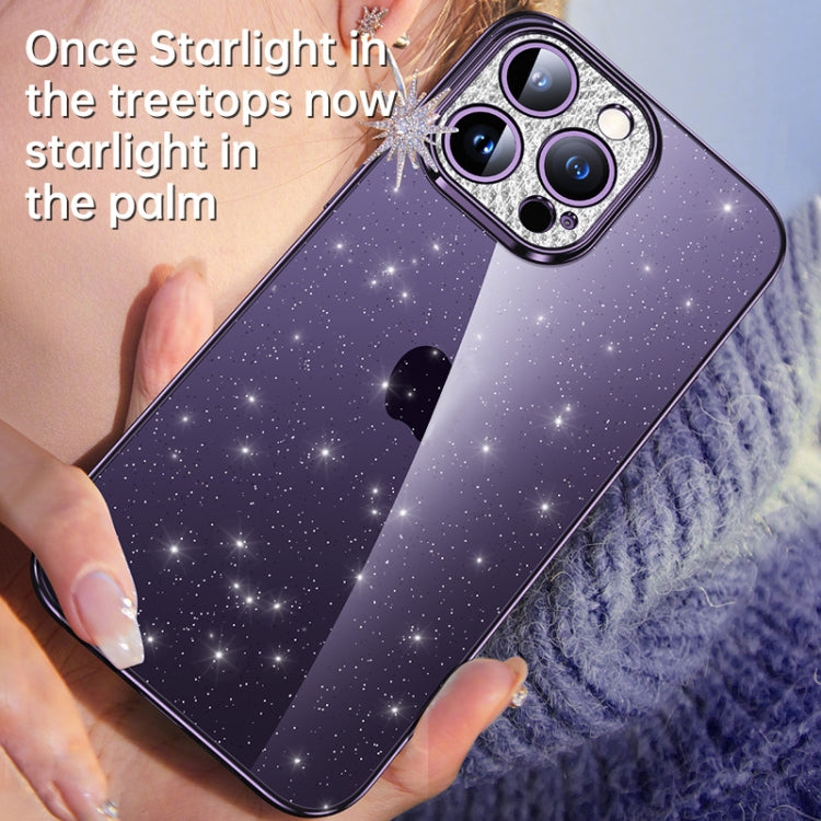 For iPhone 14 Pro Max SULADA Electroplated Transparent Glittery TPU Phone Case(Silver) - HoMEdemic™ 