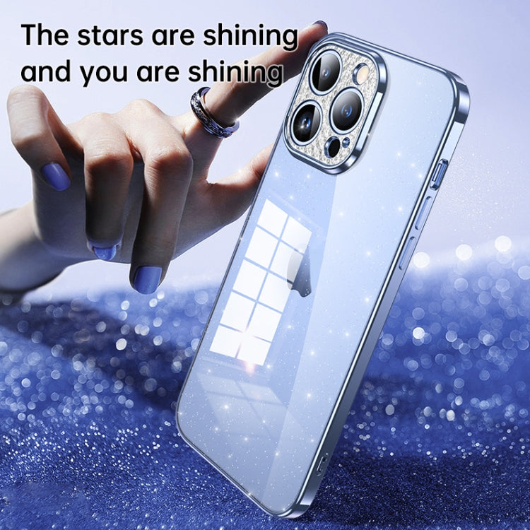 For iPhone 14 Pro Max SULADA Electroplated Transparent Glittery TPU Phone Case(Silver) - HoMEdemic™ 
