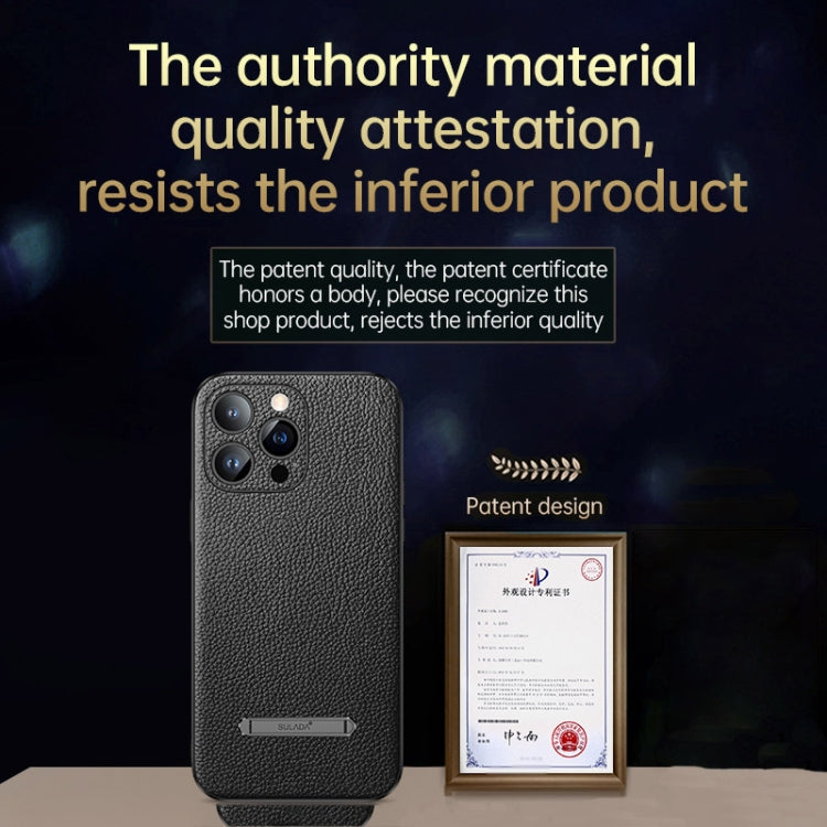 For iPhone 14 Pro Max SULADA Famous Artisan Series Litchi Leather PC + TPU Phone Case(Black) - HoMEdemic™ 