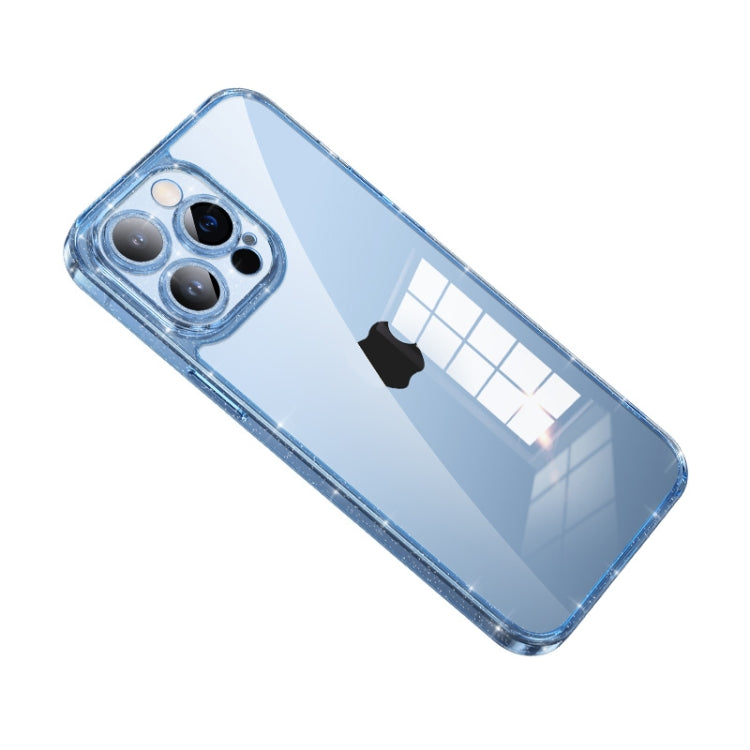 For iPhone 14 Pro Max SULADA Glittery TPU + Tempered Glass Phone Case(Blue) - HoMEdemic™ 