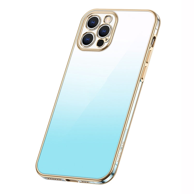 For iPhone 14 Pro Max SULADA Iridescence Series Plating Transparent Gradient Phone Case(Blue) - HoMEdemic™ 