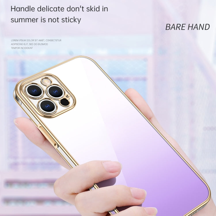 For iPhone 14 Pro Max SULADA Iridescence Series Plating Transparent Gradient Phone Case(Blue) - HoMEdemic™ 