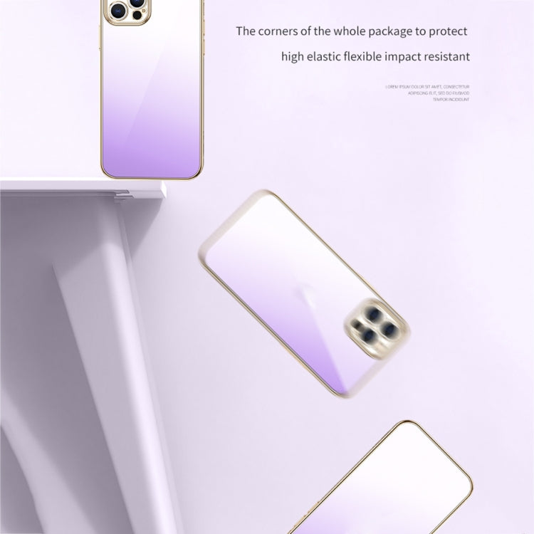 For iPhone 14 Pro Max SULADA Iridescence Series Plating Transparent Gradient Phone Case(Blue) - HoMEdemic™ 