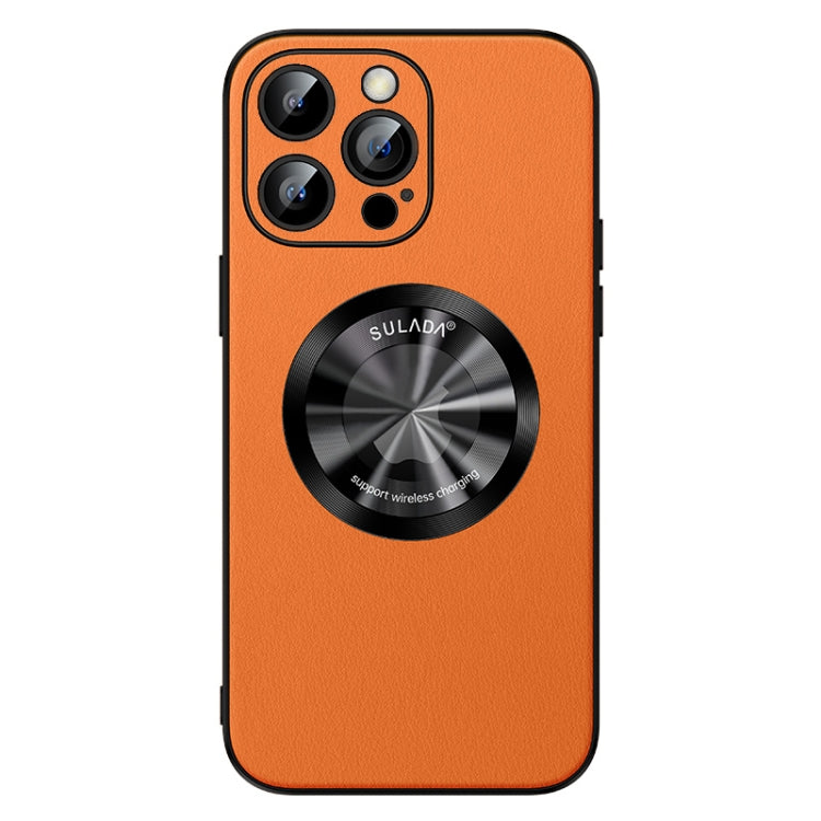 For iPhone 14 Pro Max SULADA Microfiber Leather MagSafe Magnetic Phone Case(Orange) - HoMEdemic™ 