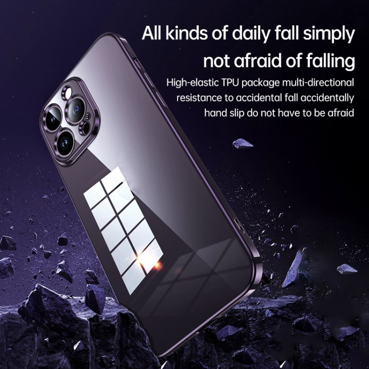 For iPhone 14 Pro Max SULADA Shine Through Series Plating TPU Transparent Phone Protective Case(Dark Purple) - HoMEdemic™ 