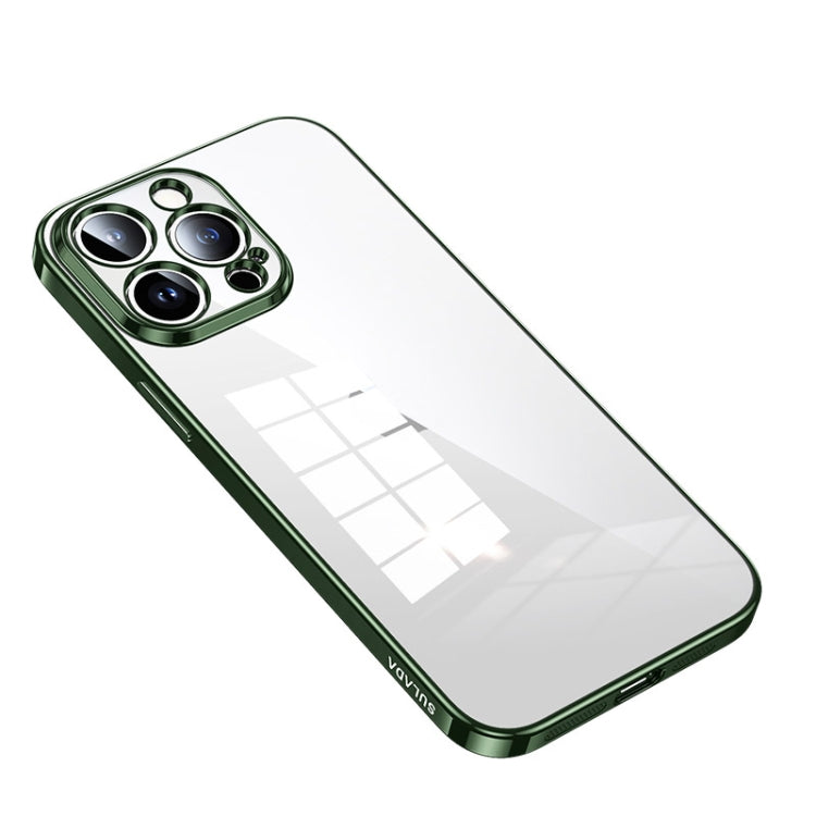 For iPhone 14 Pro Max SULADA Shine Through Series Plating TPU Transparent Phone Protective Case(Green) - HoMEdemic™ 