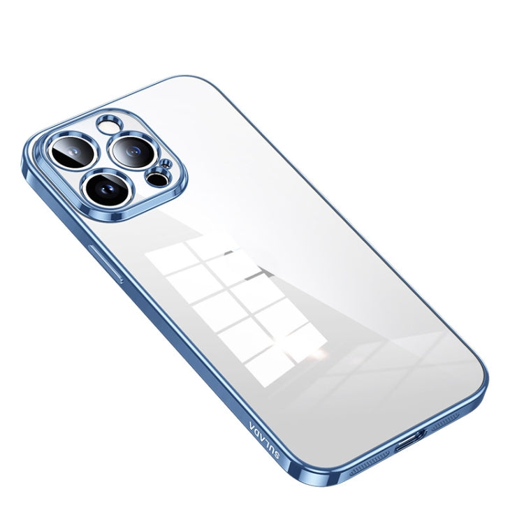 For iPhone 14 Pro Max SULADA Shine Through Series Plating TPU Transparent Phone Protective Case(Sierra Blue) - HoMEdemic™ 