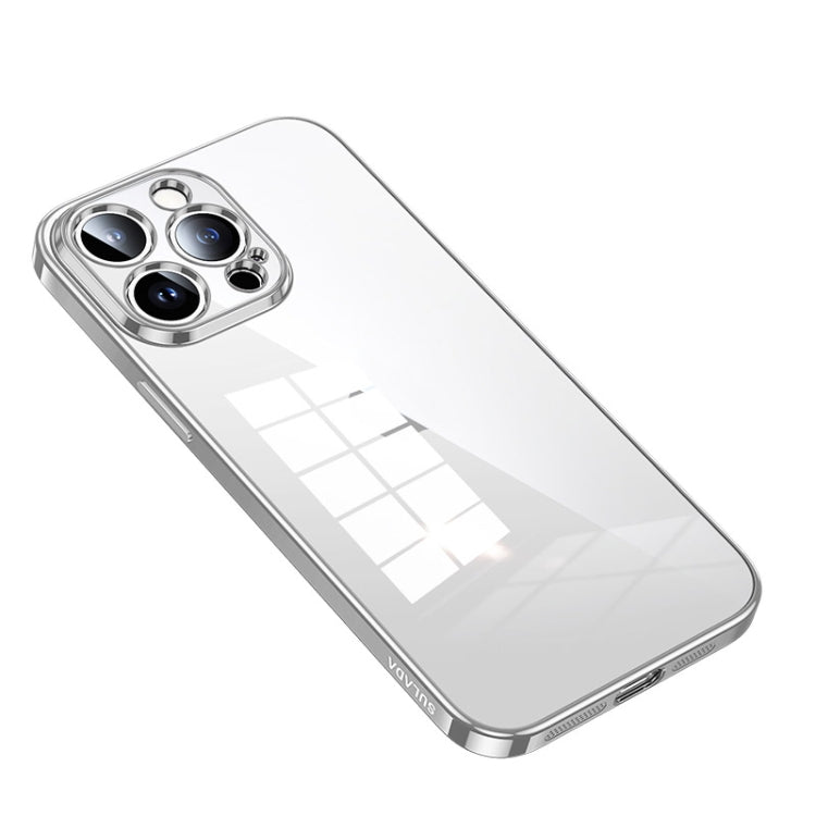 For iPhone 14 Pro Max SULADA Shine Through Series Plating TPU Transparent Phone Protective Case(Silver) - HoMEdemic™ 