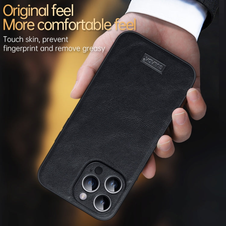 For iPhone 14 Pro Max SULADA Shockproof TPU + Handmade Leather Phone Case(Orange) - HoMEdemic™ 