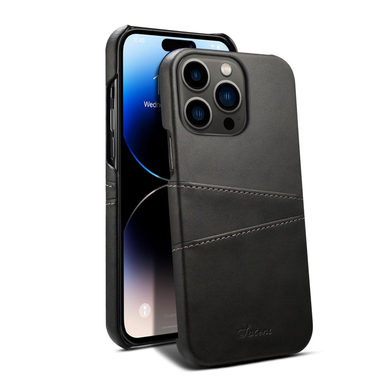For iPhone 14 Pro Max Suteni Calf Texture Card Slots Phone Case (Black) - HoMEdemic™ 