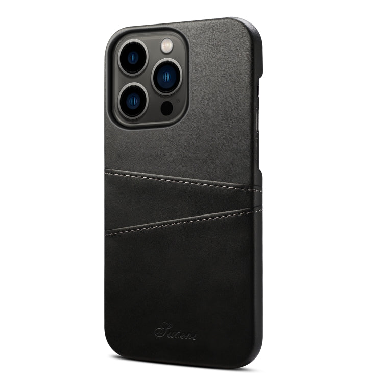 For iPhone 14 Pro Max Suteni Calf Texture Card Slots Phone Case (Black) - HoMEdemic™ 