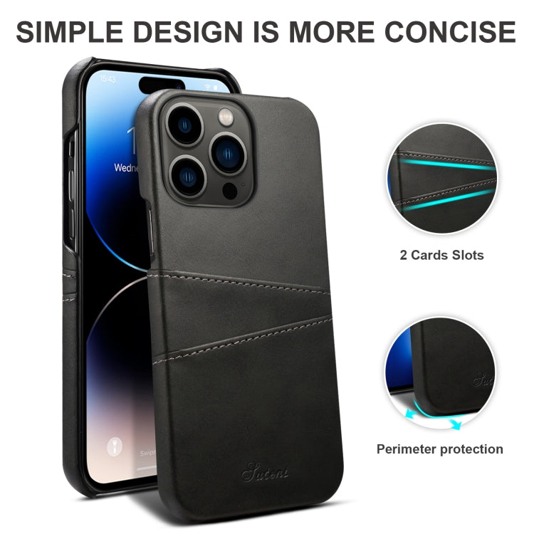 For iPhone 14 Pro Max Suteni Calf Texture Card Slots Phone Case (Black) - HoMEdemic™ 
