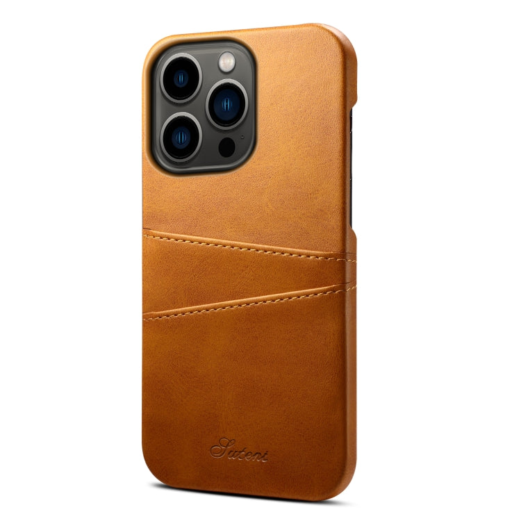 For iPhone 14 Pro Max Suteni Calf Texture Card Slots Phone Case (Khaki) - HoMEdemic™ 