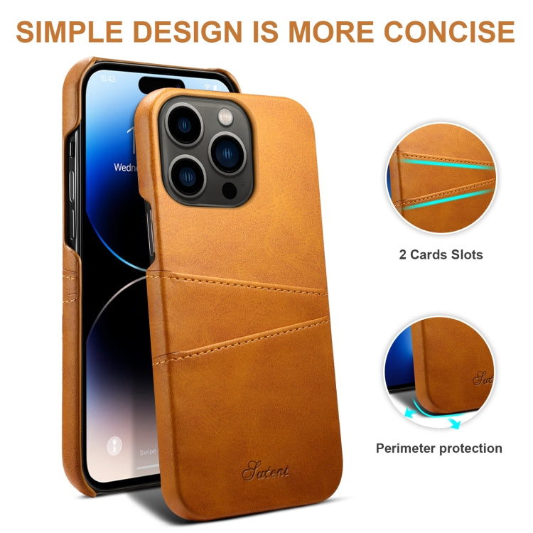 For iPhone 14 Pro Max Suteni Calf Texture Card Slots Phone Case (Khaki) - HoMEdemic™ 