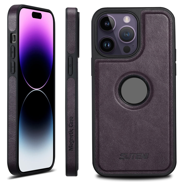 For iPhone 14 Pro Max Suteni G1 Magsafe Leather Back Phone Case(Purple) - HoMEdemic™ 