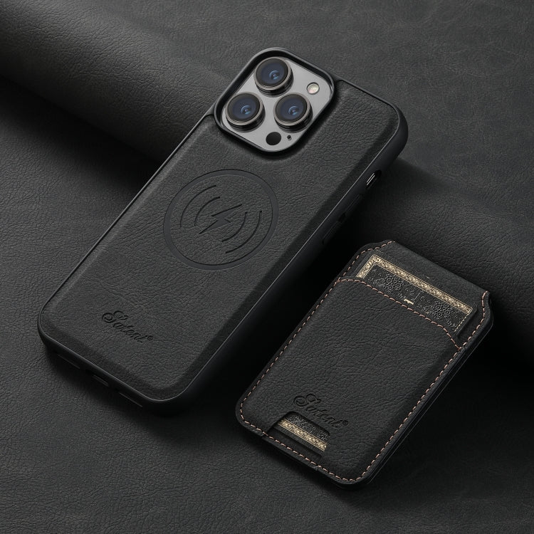For iPhone 14 Pro Max Suteni H17 Litchi Texture Leather MagSafe Detachable Wallet Phone Case(Black) - HoMEdemic™ 
