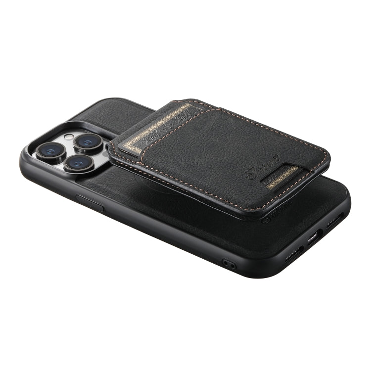 For iPhone 14 Pro Max Suteni H17 Litchi Texture Leather MagSafe Detachable Wallet Phone Case(Black) - HoMEdemic™ 