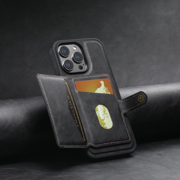 For iPhone 14 Pro Max Suteni M1 Oil Wax MagSafe Detachable Horizontal Card Bag Phone Case(Black) - HoMEdemic™ 