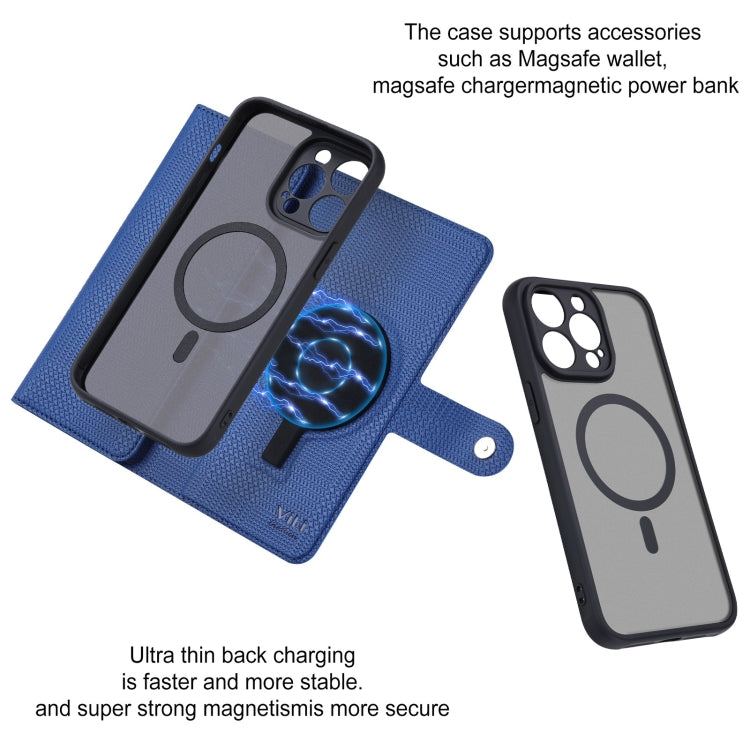 For iPhone 14 Pro Max ViLi GHA Series Shockproof MagSafe RFID Leather Attraction Horizontal Flip Phone Case(Blue) - HoMEdemic™ 