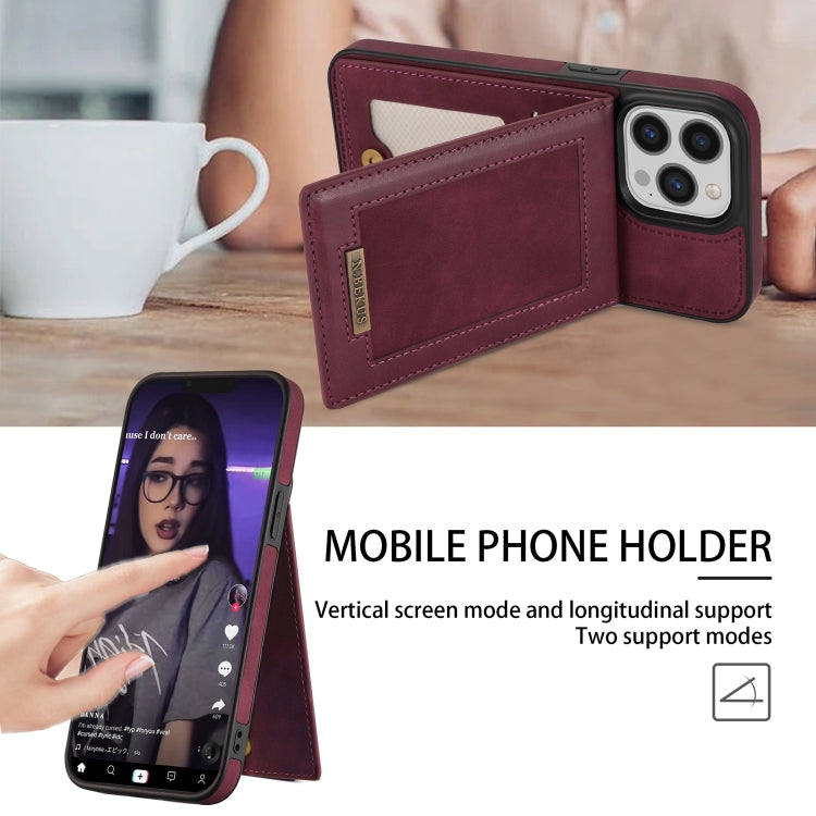 For iPhone 14 Pro N.BEKUS Vertical Flip Card Slot RFID Phone Case(Wine Red) - HoMEdemic™ 