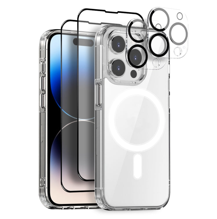 For iPhone 14 Pro NORTHJO 5 in 1 Magsafe Clear Phone Case with 2pcs Screen Film + 2pcs Rear Lens Film - HoMEdemic™ 