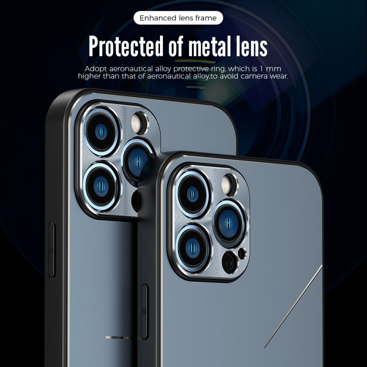 For iPhone 14 Pro R-JUST RJ52 3-Line Style Metal TPU Shockproof Phone Case(Blue) - HoMEdemic™ 