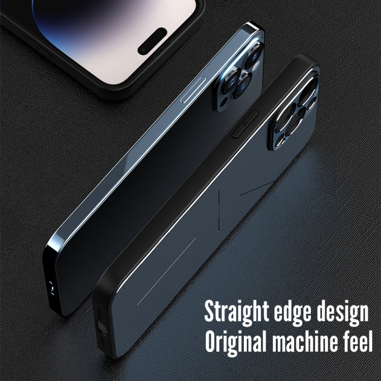 For iPhone 14 Pro R-JUST RJ52 3-Line Style Metal TPU Shockproof Phone Case(Blue) - HoMEdemic™ 