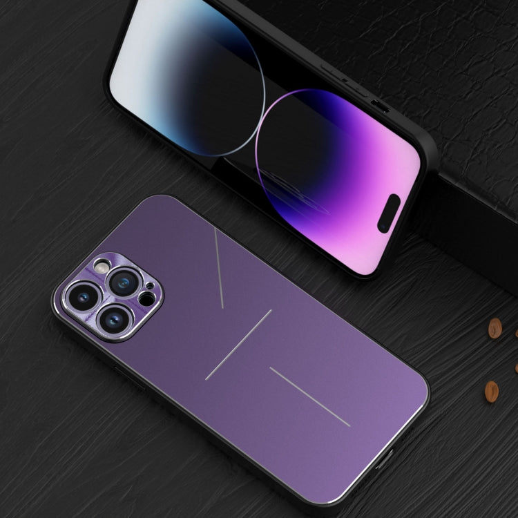 For iPhone 14 Pro R-JUST RJ52 3-Line Style Metal TPU Shockproof Phone Case(Purple) - HoMEdemic™ 