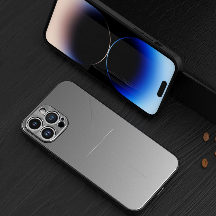 For iPhone 14 Pro R-JUST RJ52 3-Line Style Metal TPU Shockproof Phone Case(Silver) - HoMEdemic™ 