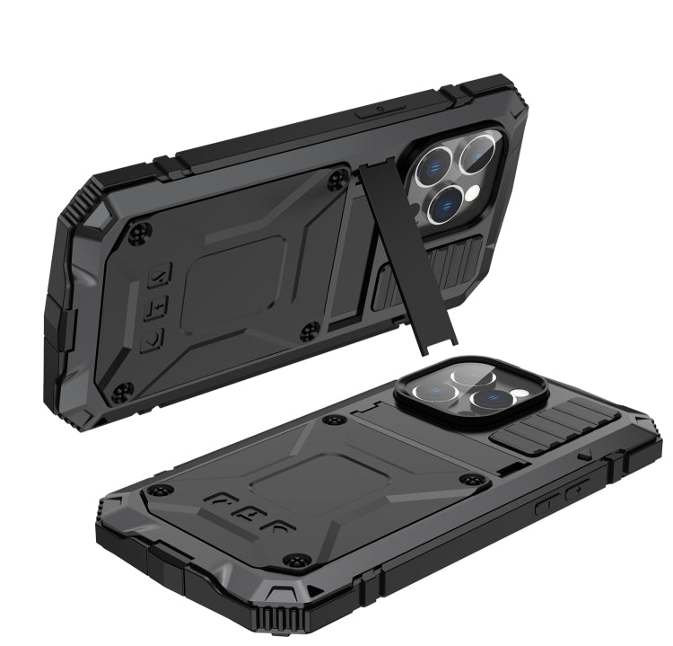 For iPhone 14 Pro R-JUST Shockproof Waterproof Dust-proof Case with Holder(Black) - HoMEdemic™ 