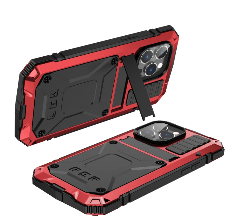 For iPhone 14 Pro R-JUST Shockproof Waterproof Dust-proof Case with Holder(Red) - HoMEdemic™ 